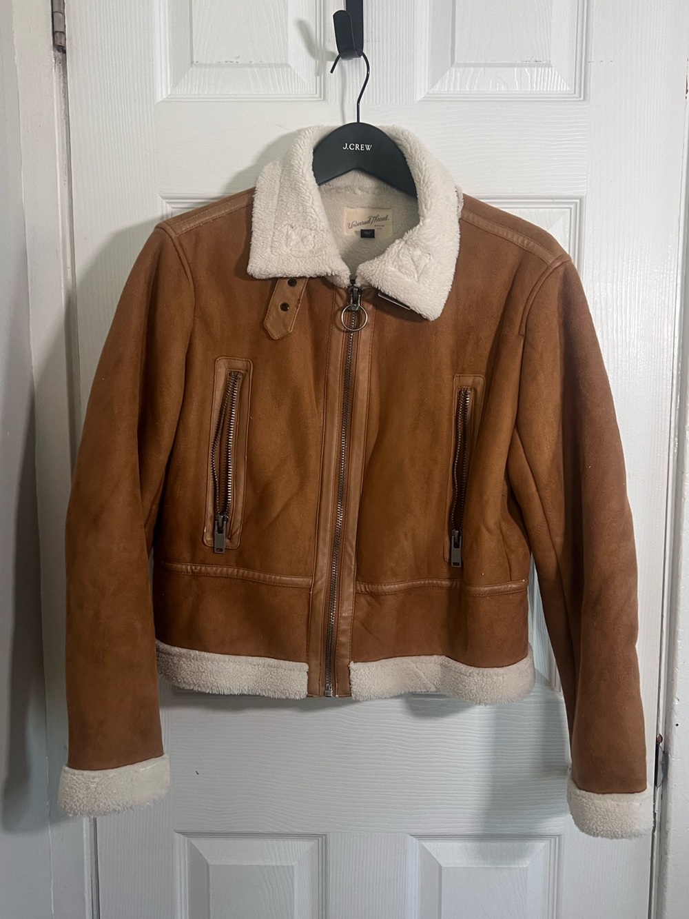 Women’s Bomber Jacket | Faux Suede and Fur Cuffs and Collar | Size Medium